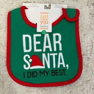 Carter's Just One You White Teething Bib Christmas - Dear Santa - NWT